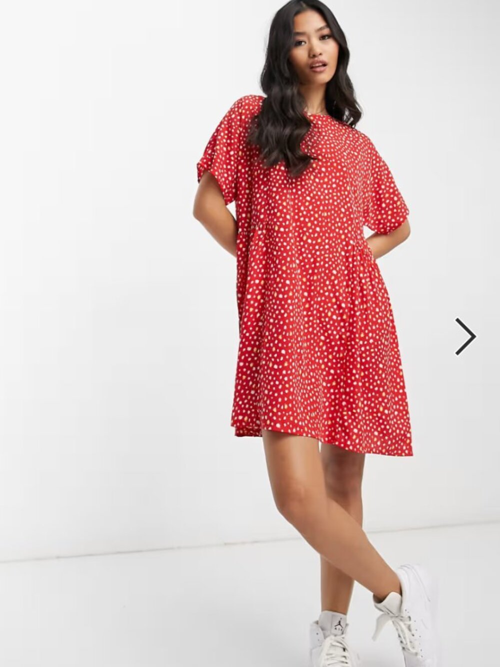 Casual Mini Smock Dress in Red